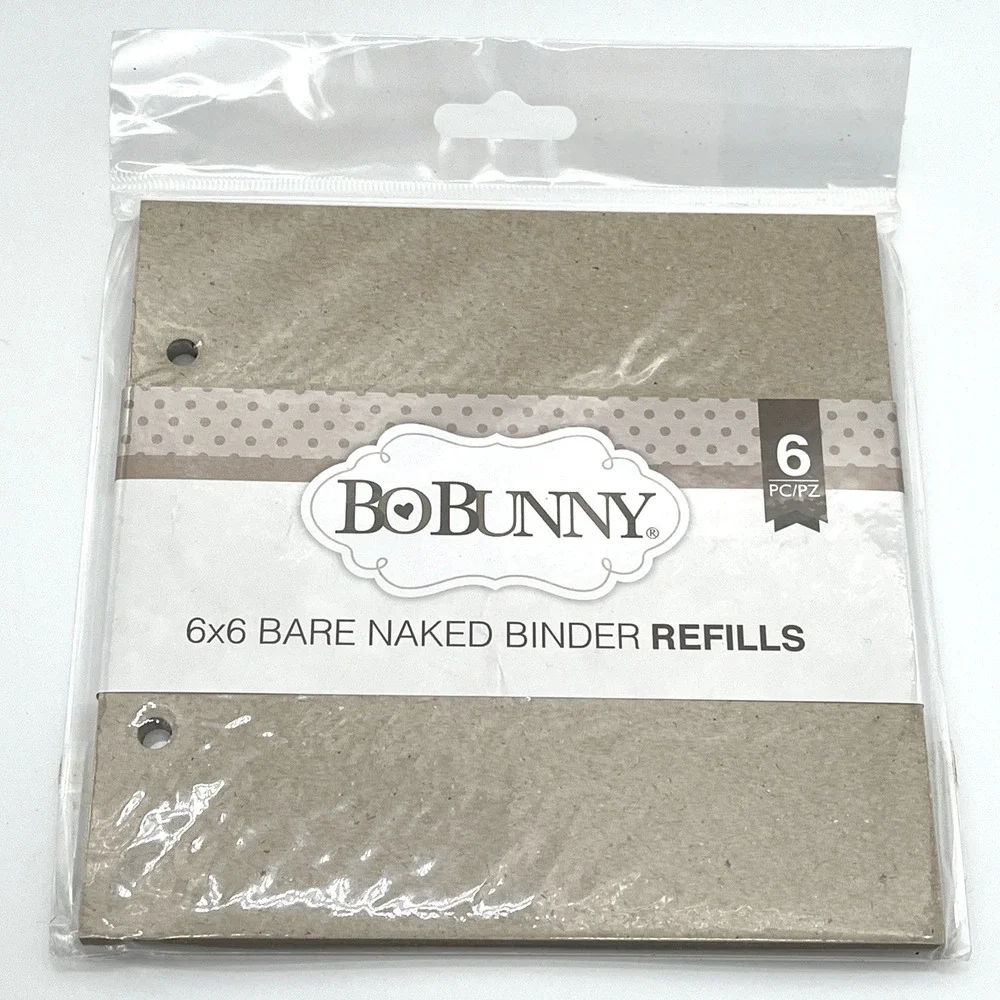 16 x BoBunny 6x6 Bare Naked Binder Refills Chipboard Pages 2-Hole Scrapbooking